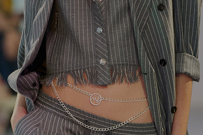 Chloe 7-Row Crystal Rhinestone Chain Belt, SP Sophia Silver Chain Belt Collection - Silver